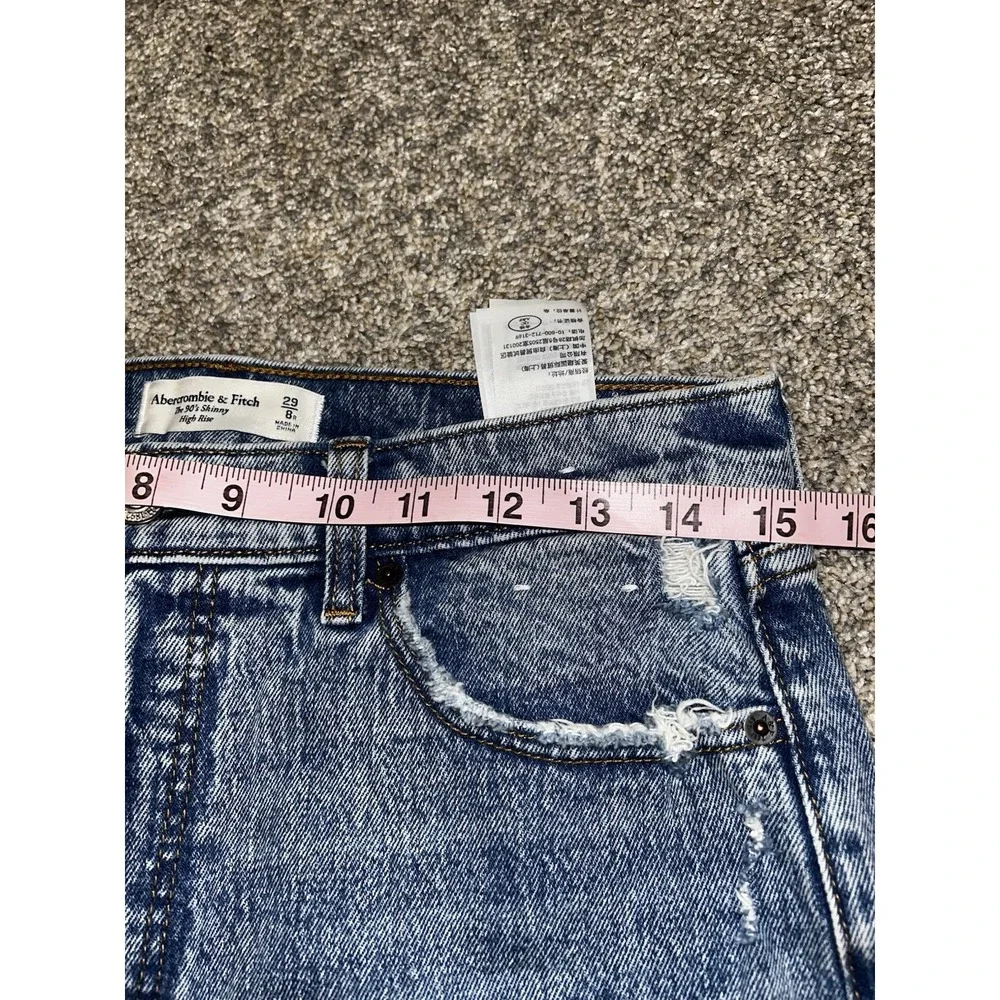 Abercrombie‎ Fitch The 90s Skinny High Rise Distressed Jeans Womens Size 29/8